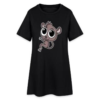 Koboldmaki Koboldmakis Primat - Frauen T-Shirt-Kleid - Schwarz - Vorne