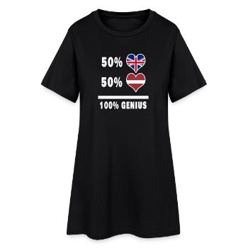 Latvia and Great Britain 100% Genius Flag - Women’s T-Shirt Dress - black - Front