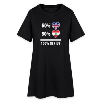 Lebanon and Great Britain 100% Genius Flag - Women’s T-Shirt Dress - black - Front