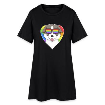 Rainbow - Chien Thai Bangkaew Chien avec Lunettes - Robe T-shirt Femme - noir - Devant