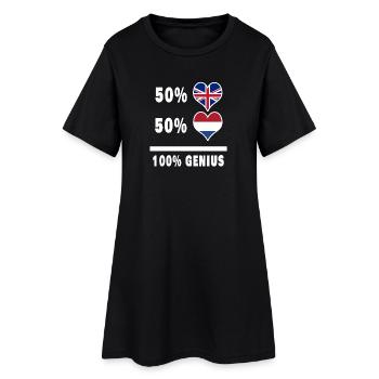 Netherlands and Great Britain 100% Genius Flag - Women’s T-Shirt Dress - black - Front