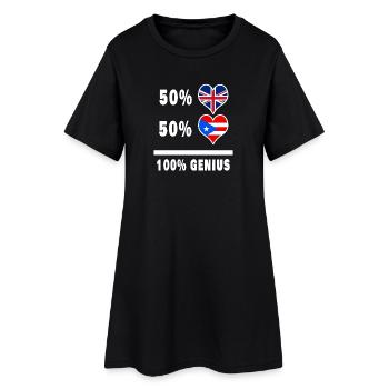 Puerto Rico und Großbritannien 100% Genius Flagge - Frauen T-Shirt-Kleid - Schwarz - Vorne