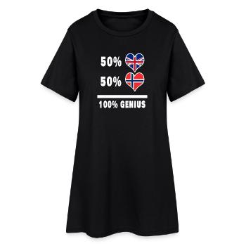 Norwegen und Großbritannien 100% Genius Flagge - Frauen T-Shirt-Kleid - Schwarz - Vorne