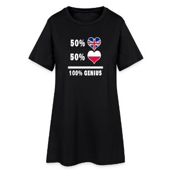Pologne et Grande-Bretagne 100% Genius Flag - Robe T-shirt Femme - noir - Devant
