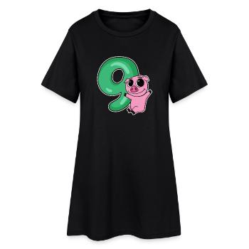9 Anniversaire 9 ans avec motif animal - neuf - Robe T-shirt Femme - noir - Devant