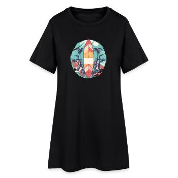 Planche de surf - Robe T-shirt Femme - noir - Devant