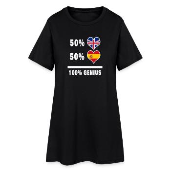 Spanien und Großbritannien 100% Genius Flagge - Frauen T-Shirt-Kleid - Schwarz - Vorne