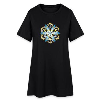 Mandala géométrique Design Or Bleu - Robe T-shirt Femme - noir - Devant