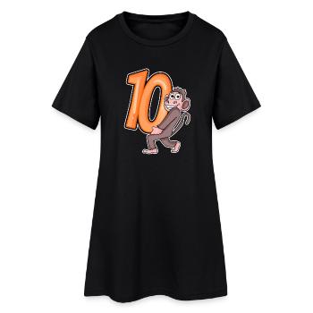 10 Geburtstag 10 Jahre alt mit Tier Motiv - zehn - Frauen T-Shirt-Kleid - Schwarz - Vorne
