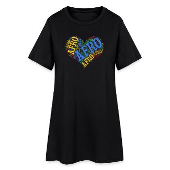 tshirt Afro heart word cloud t-shirt collage - Women’s T-Shirt Dress - black - Front