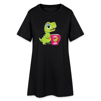 Tearex drôle de T-Rex avec tasse à café - Robe T-shirt Femme - noir - Devant
