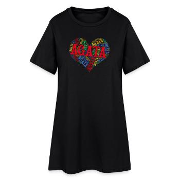 t-shirt Agata word cloud heart t-shirt - Women’s T-Shirt Dress - black - Front