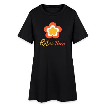 70er Jahre Blume Muster Retro - Frauen T-Shirt-Kleid - Schwarz - Vorne
