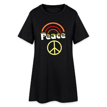 Motif des années 70 - Robe T-shirt Femme - noir - Devant