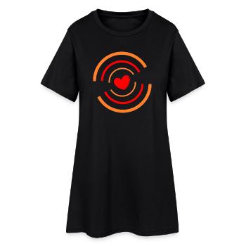 Rouge cœur avec rayures - Robe T-shirt Femme - noir - Devant