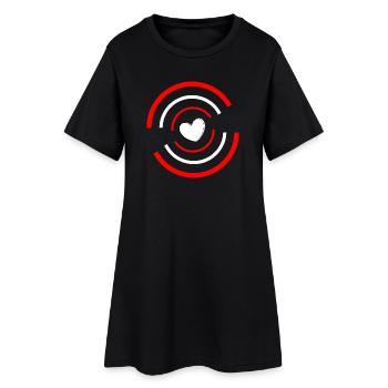 Cœur rouge blanc - Robe T-shirt Femme - noir - Devant