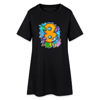 8 ans - 8ème anniversaire avec motif animal - Robe T-shirt Femme - noir - Devant
