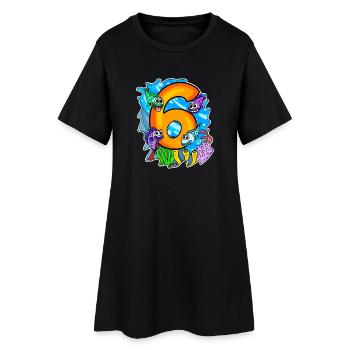 6 Birthday 6 years old with animal motif - six - Women’s T-Shirt Dress - black - Front