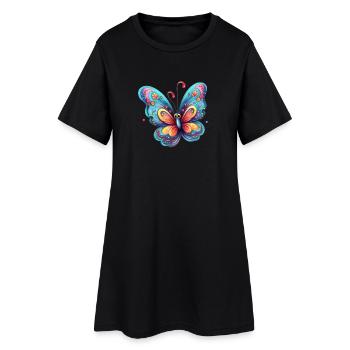 Papillon coloré avec motif dégradé - Robe T-shirt Femme - noir - Devant