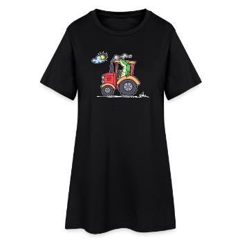 Feld Bauer Traktor Landmaschinen Nutzfahrzeug - Frauen T-Shirt-Kleid - Schwarz - Vorne