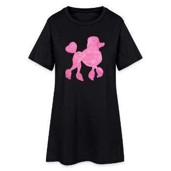 Pudel Fell Herz Hundeliebe Gassi flauschig Fan - Frauen T-Shirt-Kleid - Schwarz - Vorne