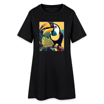 Tukan - Frauen T-Shirt-Kleid - Schwarz - Vorne