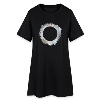 Cadre pastel maritime en look récif corallien - Robe T-shirt Femme - noir - Devant