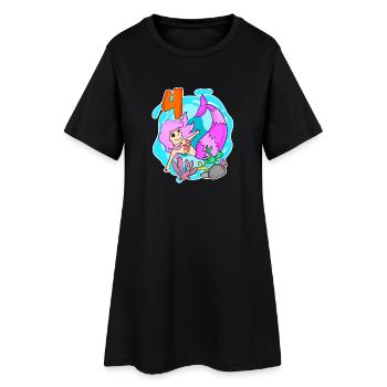 Fille 4 ans 4ème anniversaire sirène - Robe T-shirt Femme - noir - Devant