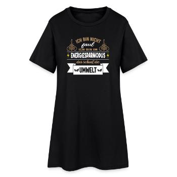 Ich bin nicht faul sondern im Energiesparmodus - Frauen T-Shirt-Kleid - Schwarz - Vorne