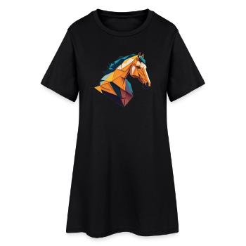Cheval Origami - Robe T-shirt Femme - noir - Devant