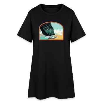 Illustration of Adraga Beach, Sintra Portugal - Women’s T-Shirt Dress - black - Front