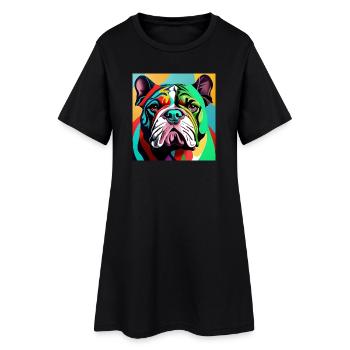 Bouledogue - Robe T-shirt Femme - noir - Devant