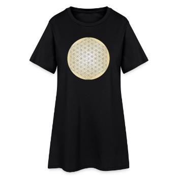 Fleur de Vie Argent - 5ème Dimension - Mandala - Robe T-shirt Femme - noir - Devant