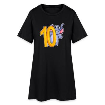 10 Geburtstag 10 Jahre alt mit Tier Motiv - zehn - Frauen T-Shirt-Kleid - Schwarz - Vorne