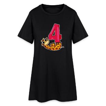 4. Geburtstag Motiv Giraffe - vier Jahre alt - Frauen T-Shirt-Kleid - Schwarz - Vorne