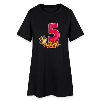 5 Birthday Motif Giraffe - Five Years Old - Women’s T-Shirt Dress - black - Front