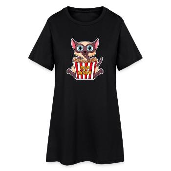 Popcorn Cinema Cat Movies Soirée cinéma - Robe T-shirt Femme - noir - Devant