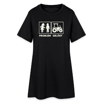 Landwirtschaft Traktor Feld Landleben Statement - Frauen T-Shirt-Kleid - Schwarz - Vorne