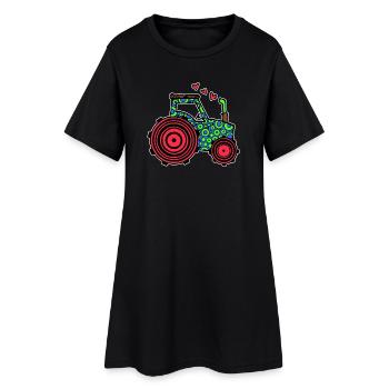 Tracteur Coeur Véhicule Commercial Campagne Vie Champ Agriculteur - Robe T-shirt Femme - noir - Devant