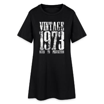 Retro-Typografie von 1973 - Frauen T-Shirt-Kleid - Schwarz - Vorne