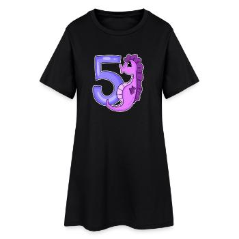 5th Birthday Motif Seahorse - Five Years Old - Women’s T-Shirt Dress - black - Front