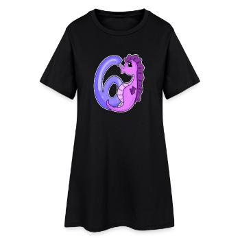 6. Geburtstag Motiv Seepferd - sechs Jahre alt - Frauen T-Shirt-Kleid - Schwarz - Vorne