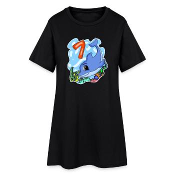 7ème anniversaire Motif Dauphin - sept ans - Robe T-shirt Femme - noir - Devant