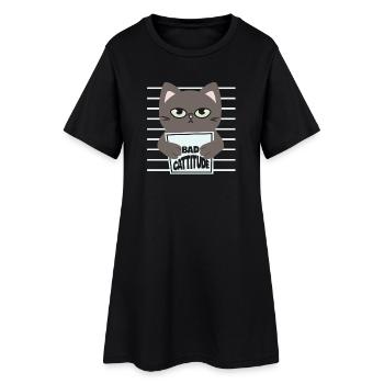 chat, chat mignon, chat doux, cat - Robe T-shirt Femme - noir - Devant