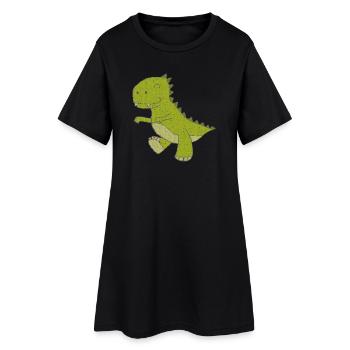 dino klein gewebe - Frauen T-Shirt-Kleid - Schwarz - Vorne