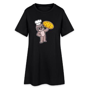 pizza maker pizza chef sloth Italy - Women’s T-Shirt Dress - black - Front