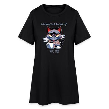 Grim Cat Coffee Sarcasme Dire - Robe T-shirt Femme - noir - Devant