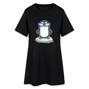Pingouin cool - Robe T-shirt Femme - noir - Devant