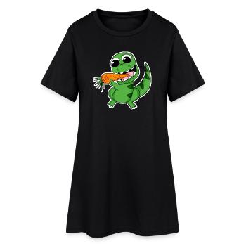 Dino isst Karotte - Frauen T-Shirt-Kleid - Schwarz - Vorne