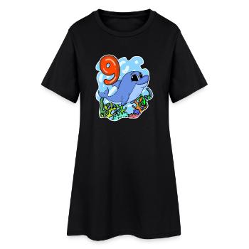 9ème anniversaire Motif Dolphin - Neuf ans - Robe T-shirt Femme - noir - Devant